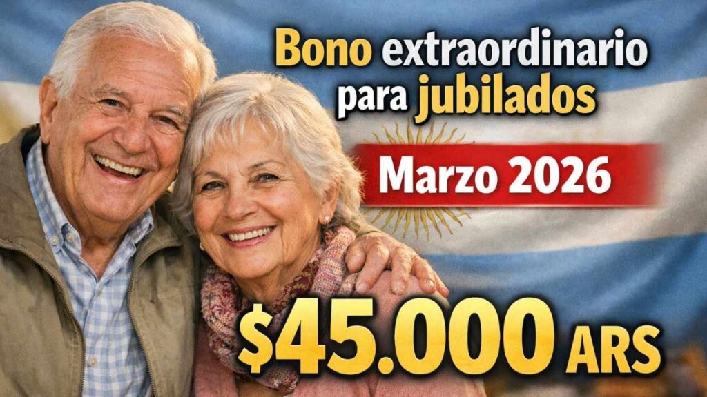 Bono extraordinario para jubilados marzo 2026: $45,000 ARS, quién lo recibe y calendario de cobro