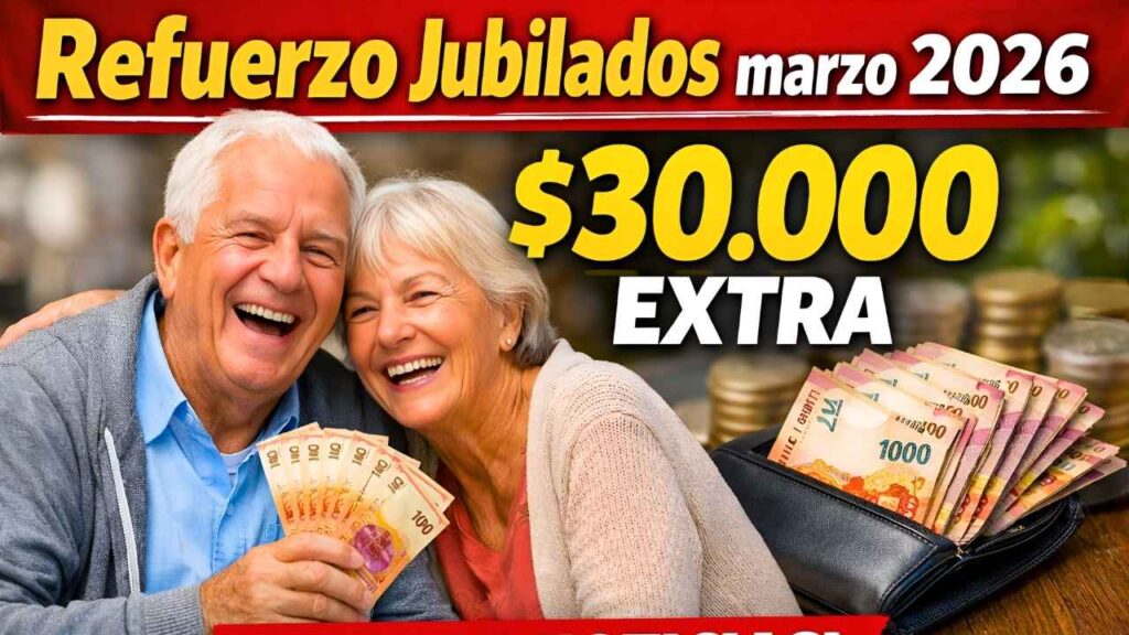 Refuerzo Jubilados marzo 2026: $30,000 extra, requisitos y día de pago confirmado