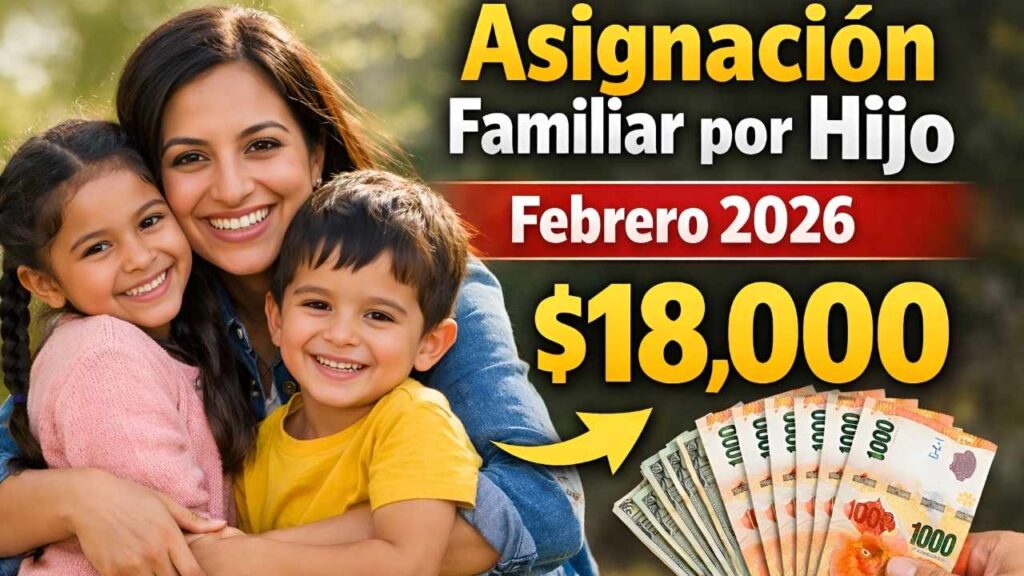 Asignación Familiar por Hijo febrero 2026: $18,000, beneficiarios y fecha de cobro ANSES