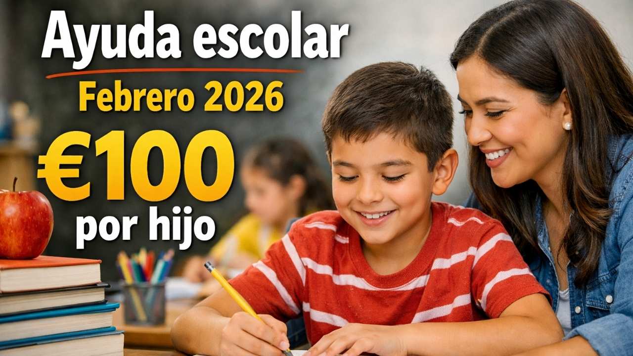 Ayuda escolar febrero 2026: €100 por hijo, cómo solicitar y calendario de cobro oficial